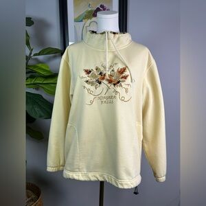 Vtg Cityscape Maple Leaf Niagara Falls Canada Sweater Size L Zip Drawstring